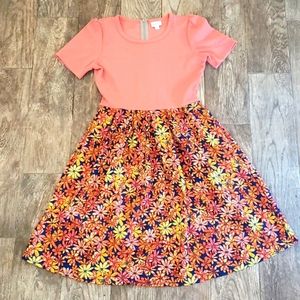 LuLaRoe Amelia dress medium coral and floral
